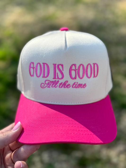 Hot Pink God is Good Trucker Hat